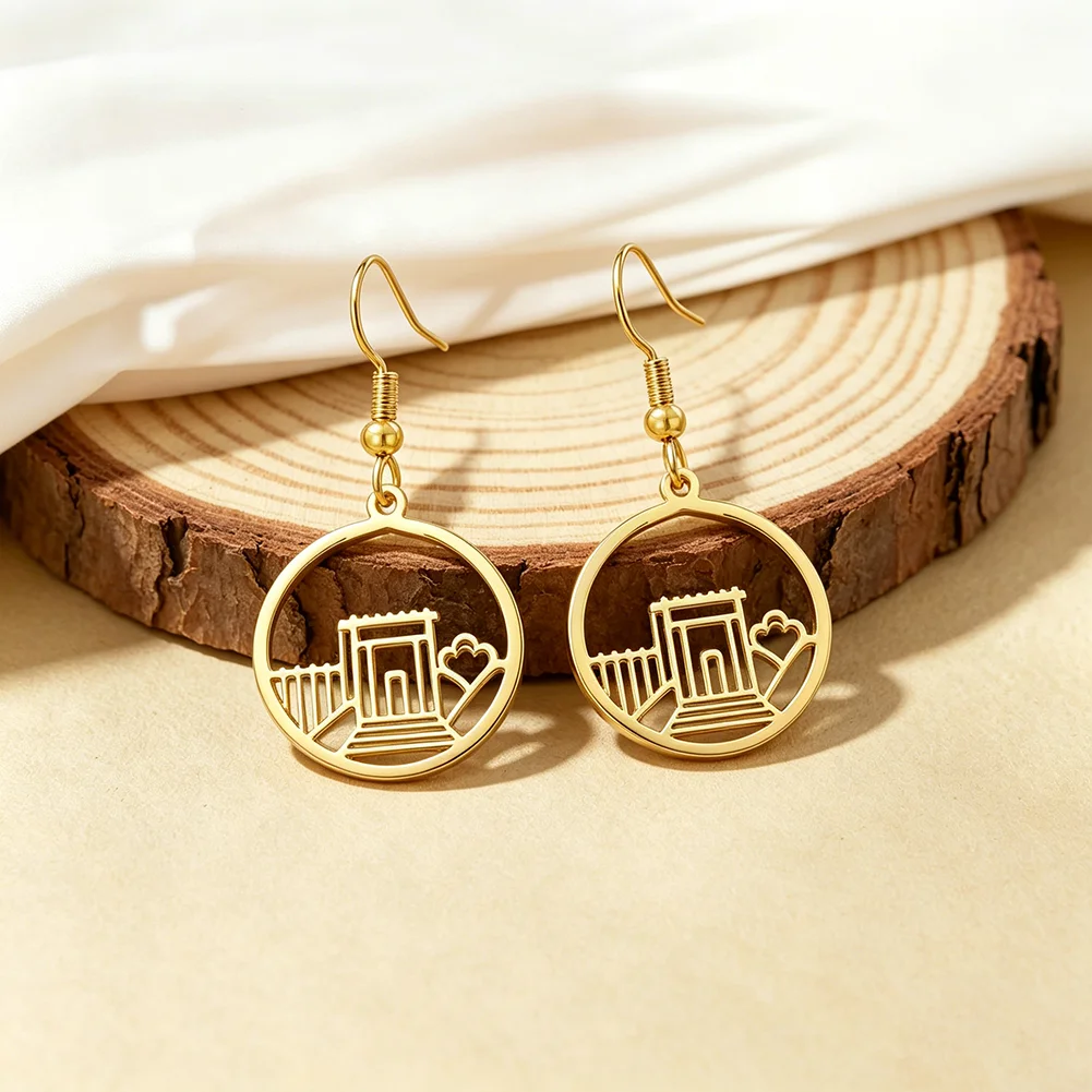 Beit Hamikdash Jewish Temple Mount Jerusalem Earrings for Women Girls Stainless Steel Jewish Symbol Religious Jewelry Gifts