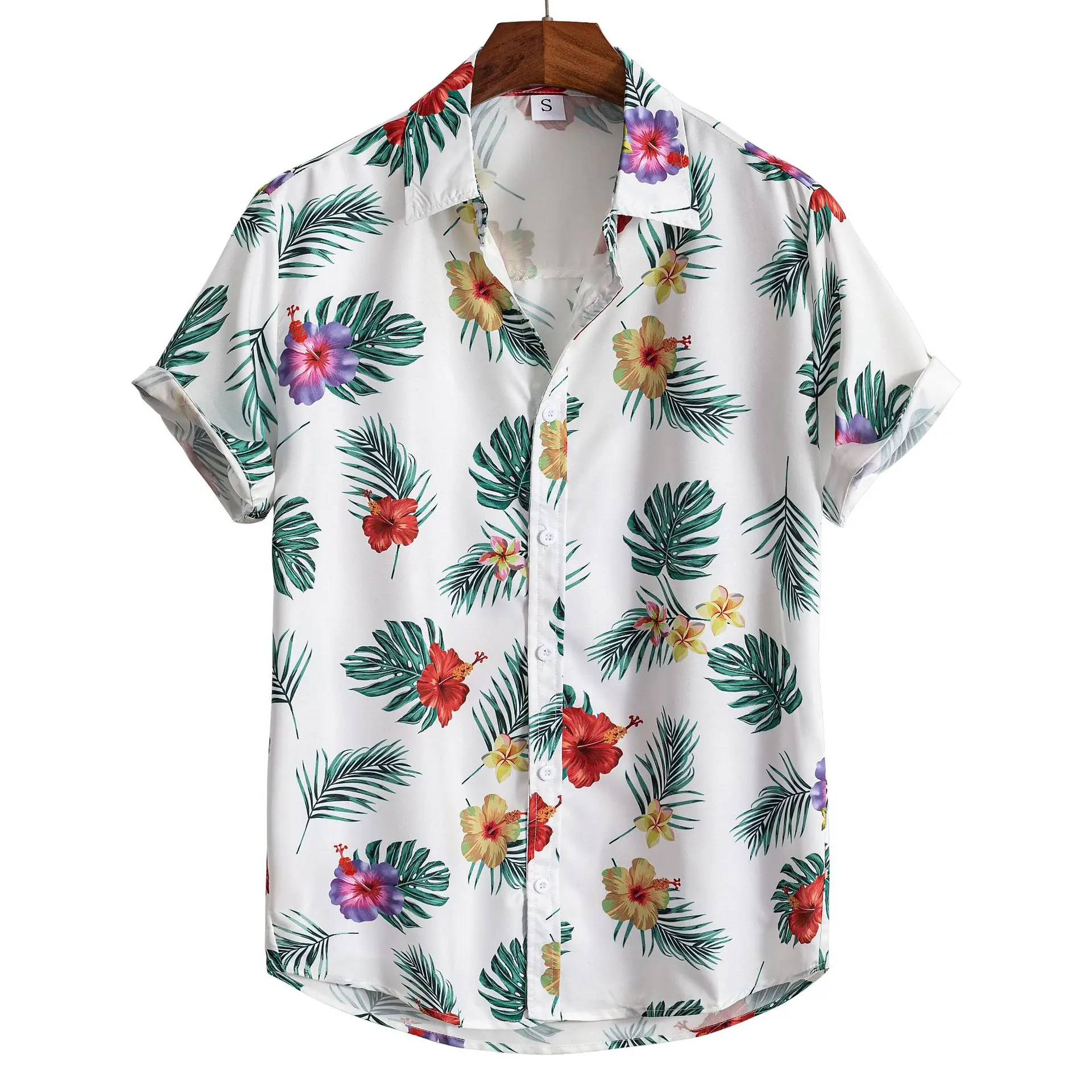 Hot Sale Men 3D Print Polyester Shirt, quick-dryHot SaleStylish Comfortable Short Sleeve Lapel Smiley Face Casual Button Up Top