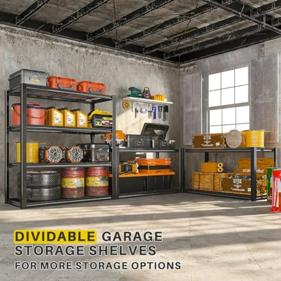 رفوف جراج 40 بوصة عرض 2240 رطل أرفف تخزين قابلة للتعديل رفوف شديدة التحمل 4 أرفف معدنية للتخزين 59.5 بوصة ارتفاع غلاف معدني