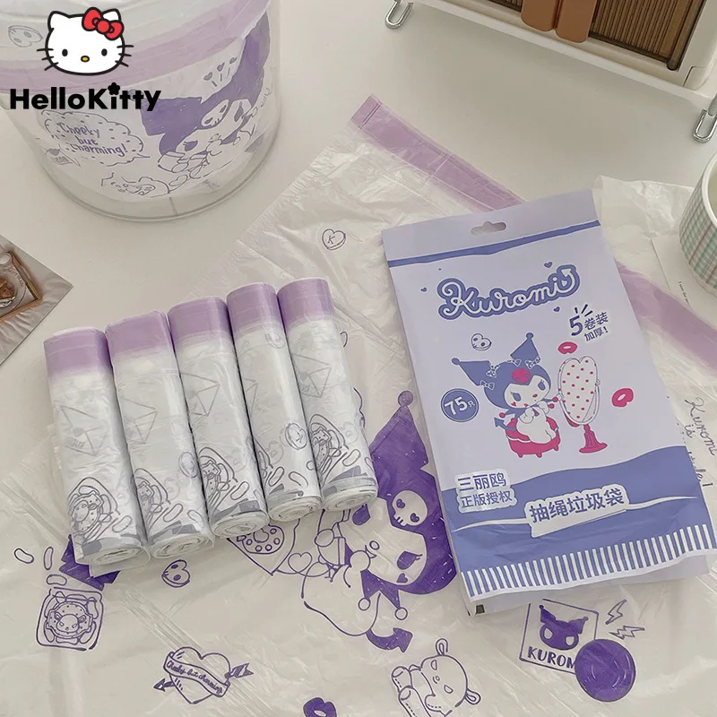 

Sanrio Cinnamoroll Kuromi Melody одноразовый пластиковый мешок для мусора, портативный мешок, 75 шт., кухонный и домашний мешок для мусора