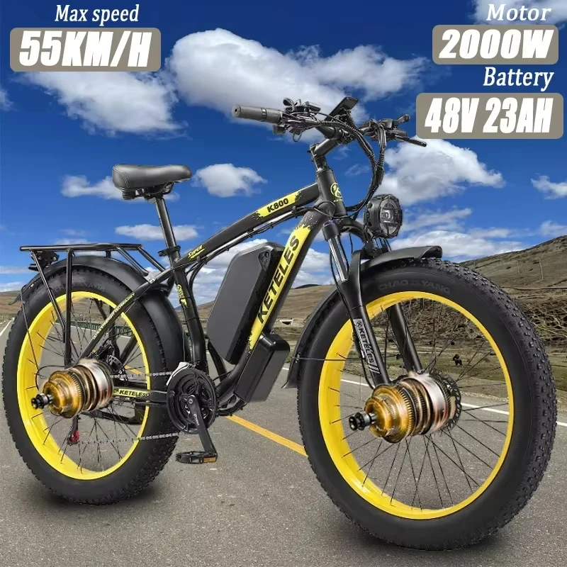 Electric Bicycle KETELES K800 2000W motor 48v23ah Battery Electric bike Hydraulic brake adult 26 inch fat tire Mountain ebike