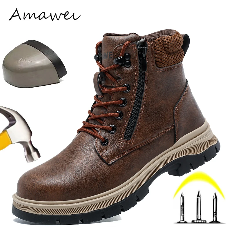 

Мужские защитные рабочие ботинки с металлическим носком, устойчивые к проколам и ударам, водонепроницаемые, неразрушимые, защитные кроссовки