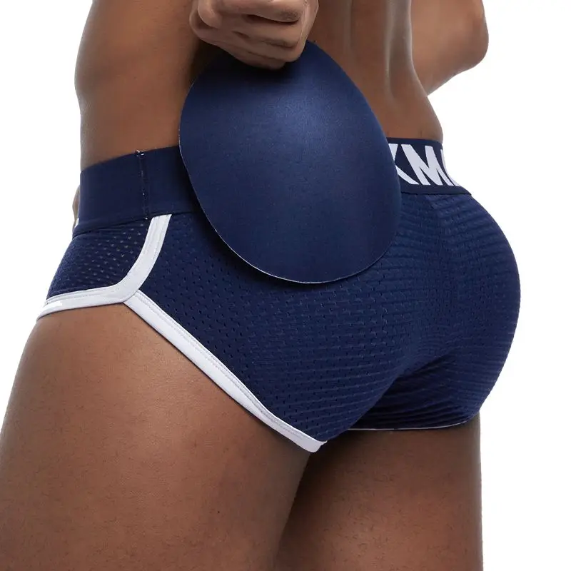 Sexy Men Padded Underwear Mesh Boxer Brief Buttoceks Lifter Enlarge Butt Push Up Pad Underpants Penis Pouch Gay Panties