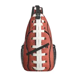 Custom American Football Laces Sling Crossbody Backpack Men Soccer Sport Pattern Shoulder Chest Bag for Travel Hiking Daypack