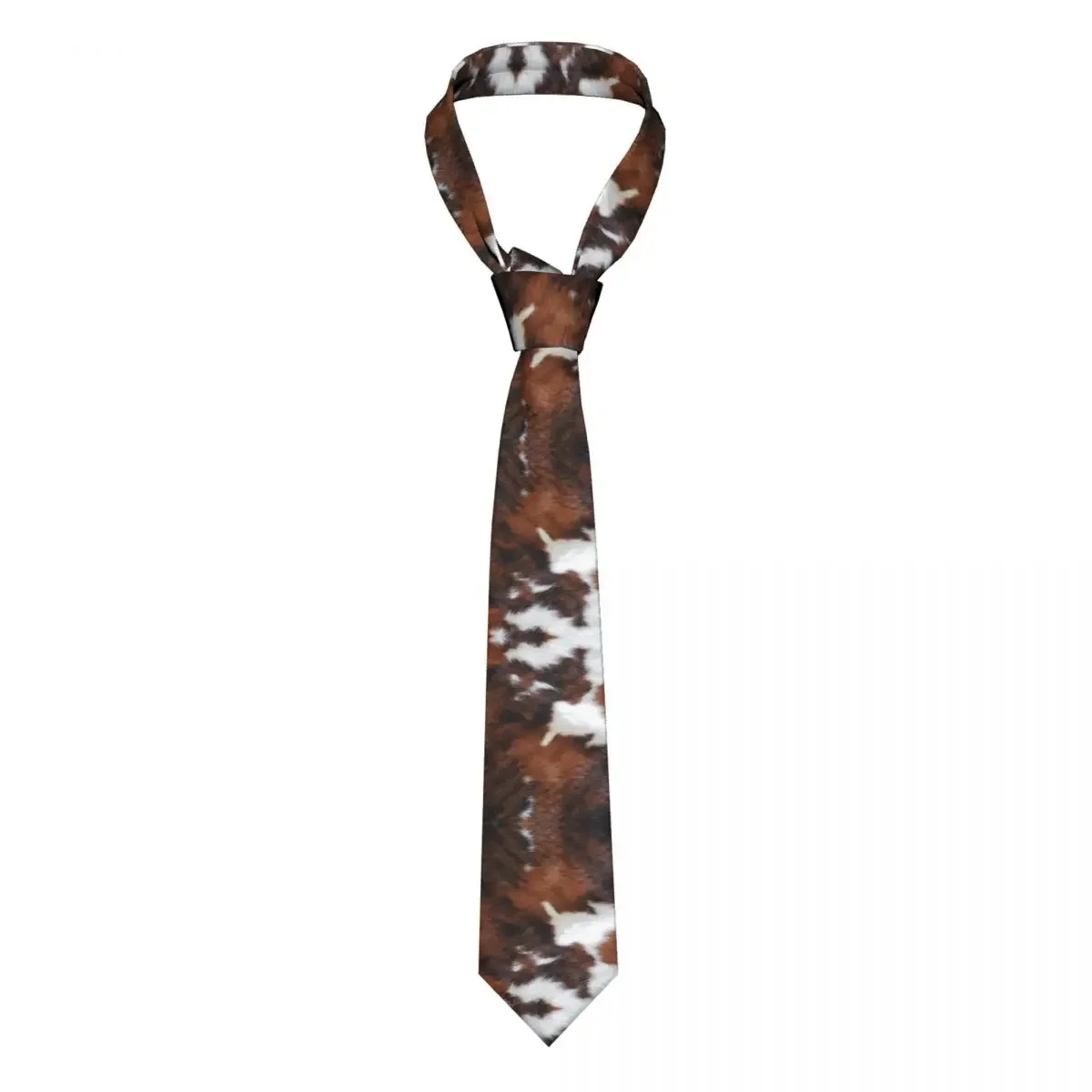 Customized Cowhide Leather Ties Men Fashion Animal Fur Texture Silk Party Neckties