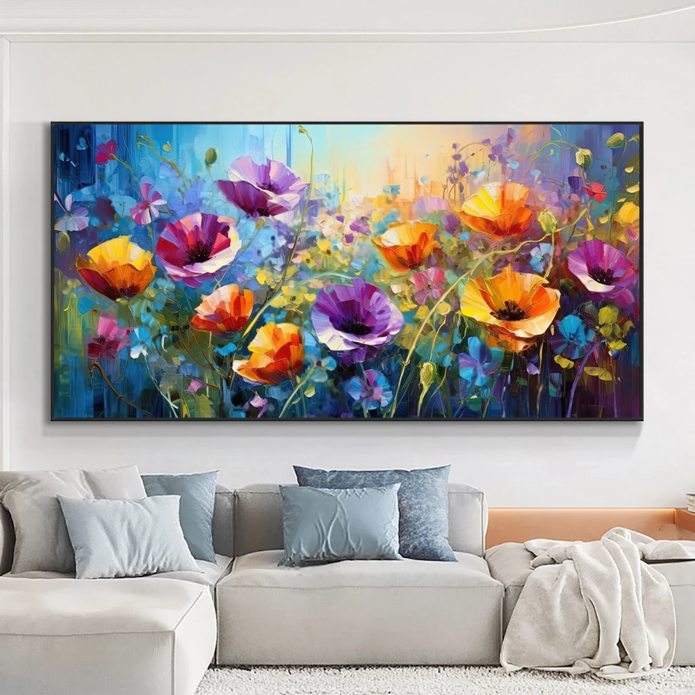 

Abstract Beautiful Flowers Garden Canvas Painting Wall Art Lily Red Yellow Poppy Field Posters Prints for Living Room Decor