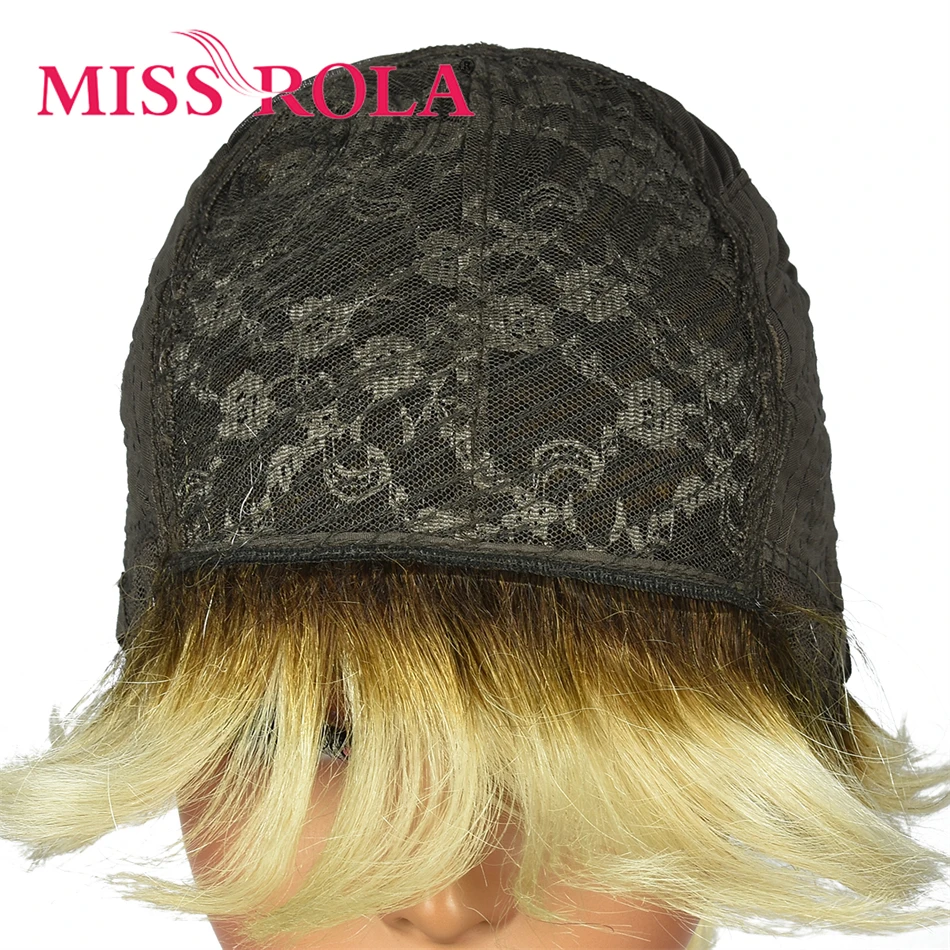 Miss Rola 12A Peruvian Short Pixie Cut Wigs Ombre Hair Highlights Wig Whole Machine Made Human Hair Wigs Remy 180% Density