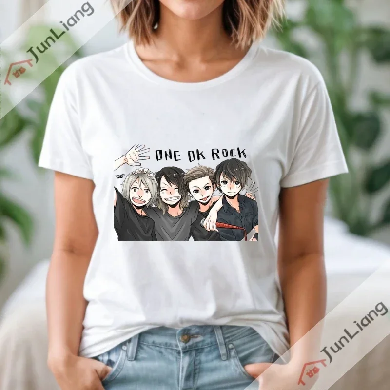 تي شيرت بأكمام قصيرة للرجال والنساء ، ملابس بياقة دائرية ، فرقة يابانية ، خمر ، كاجوال ، صخرة 1 Ok ، نقش مطبوع