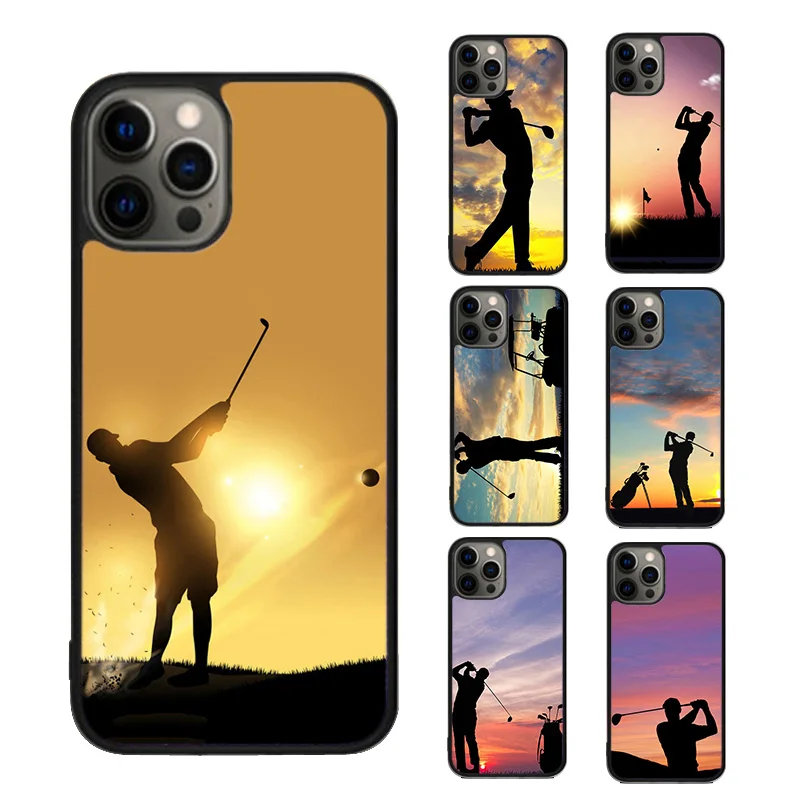 GOLF GOLFER GOLFING SUNSET Phone Case cover For iPhone SE2020 15 16 14 13 12 11 Pro Max Coque For Apple 8 PLUS 7 fundas