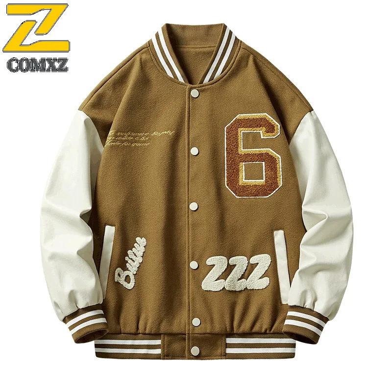 COMXZ New Baseball Jacket Men Leisure Loose Fit Hiking Travel Coat Trendy Streetwear Daily Style Lightweight Autumn Outerwear