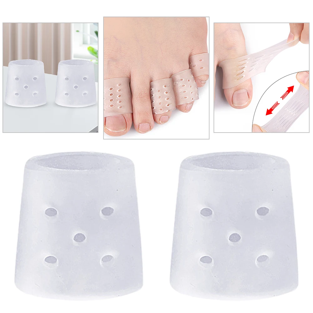 2個入り つま先プロテクター 伸縮性シリコン製つま先カバー 通気性つま先チューブ 外反母趾、魚の目、槌状指、水ぶくれ、角質除去用