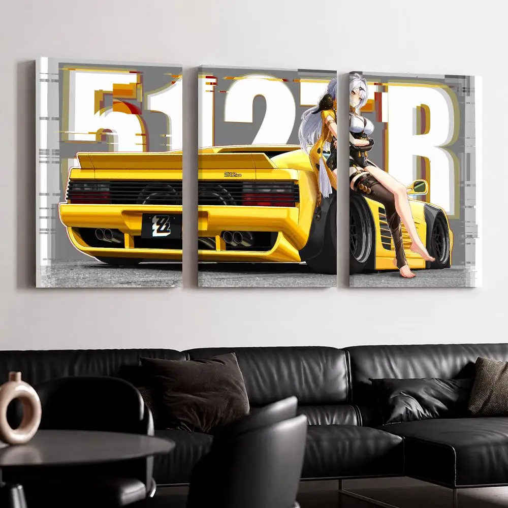 Anime Sports Cars 512 Framed Wall Painting Ready to Hang Canvas Wall Art Poster for Bedroom Living Room Home Decor Gift