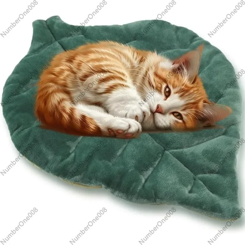 Pet Heat Mat - Leaf-shaped Cat Pad, Self-heating Blanket, Pet Crystal Velvet Mat