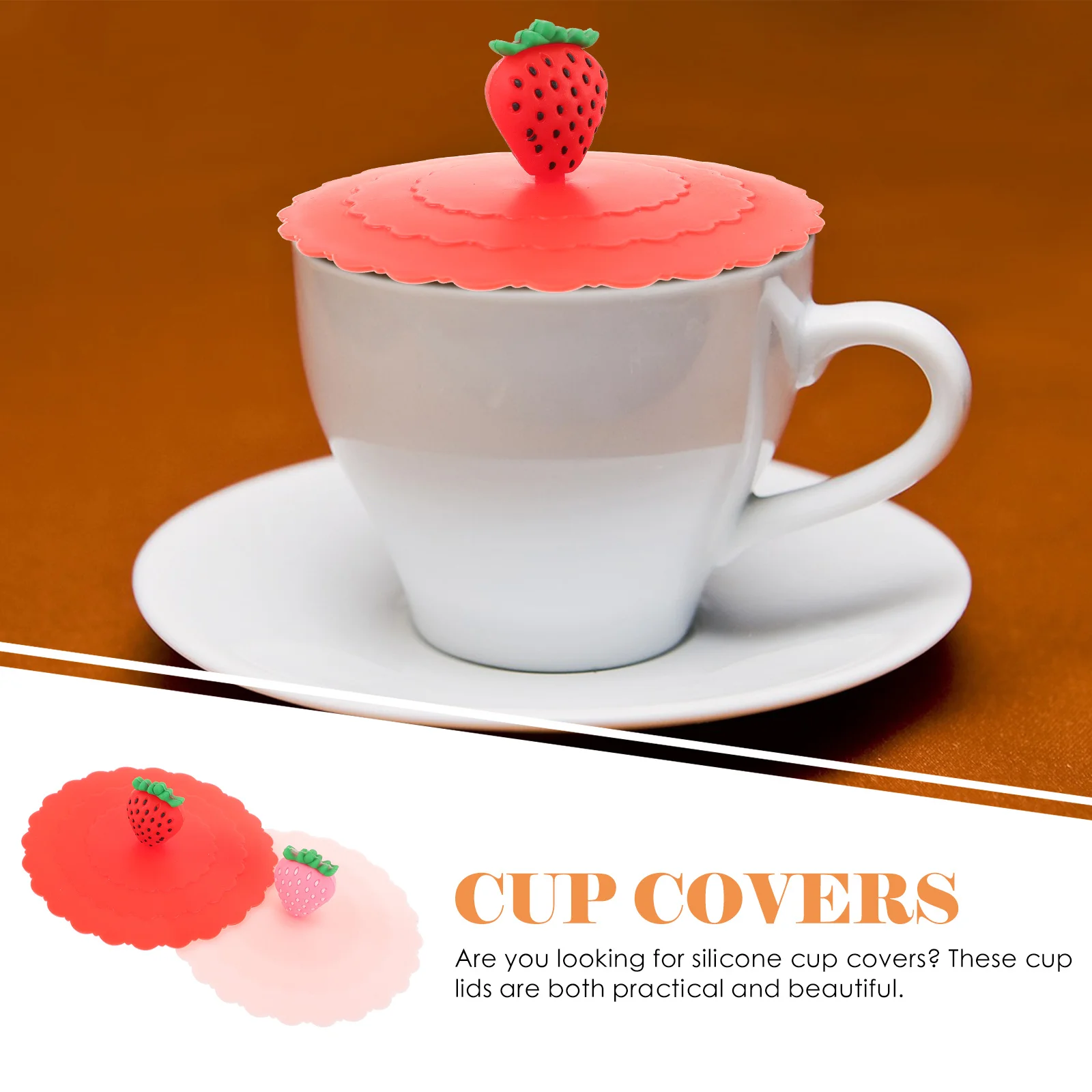 

4Pcs Cute Silicone Cup Lids Fruit Shapes Universal Fit for Mugs and Glasses Protective Sealing Drink Covers Cup Cover