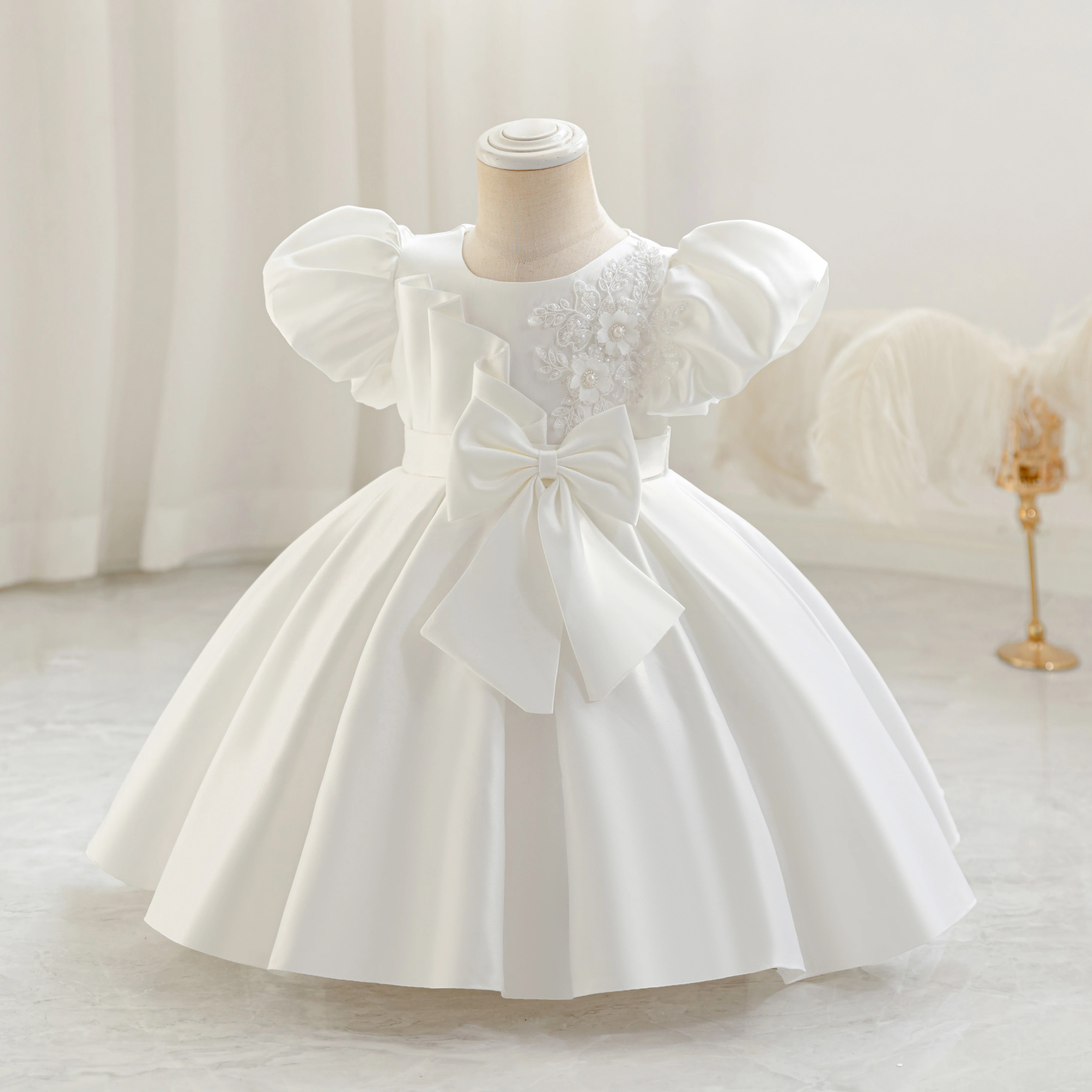 Geburtstagskleid, Babykleid, Einjähriges-Prinzessinnenkleid, Satinkleid, Schleife, Stilvolles Prinzessinnenkleid, Partykleid, Halloween – Detail 10