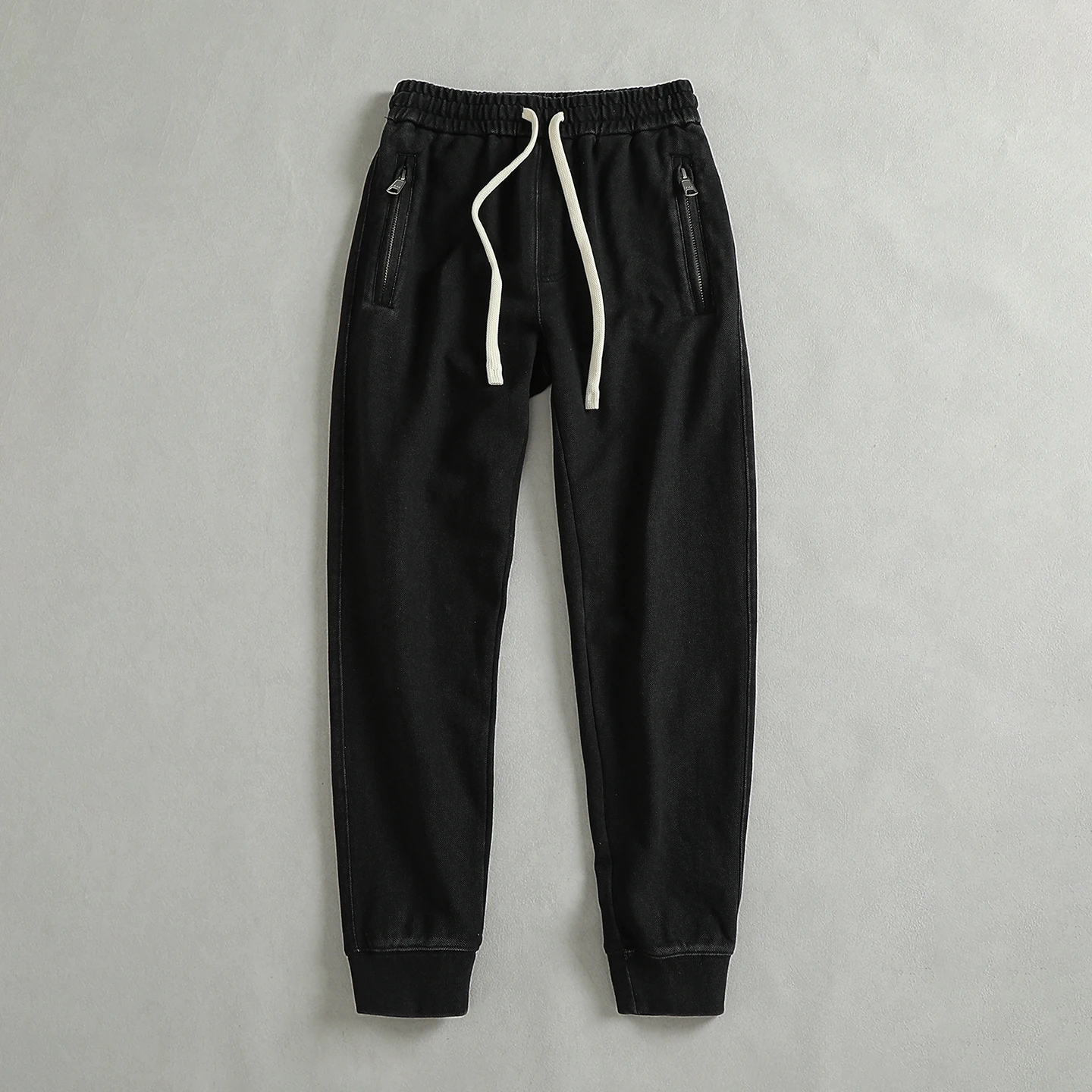 

Autumn New American Retro Heavyweight Mesh Knitting Thickened Sweatpants Men's Washed Old Drawstring Casual Ankle-tied Pants