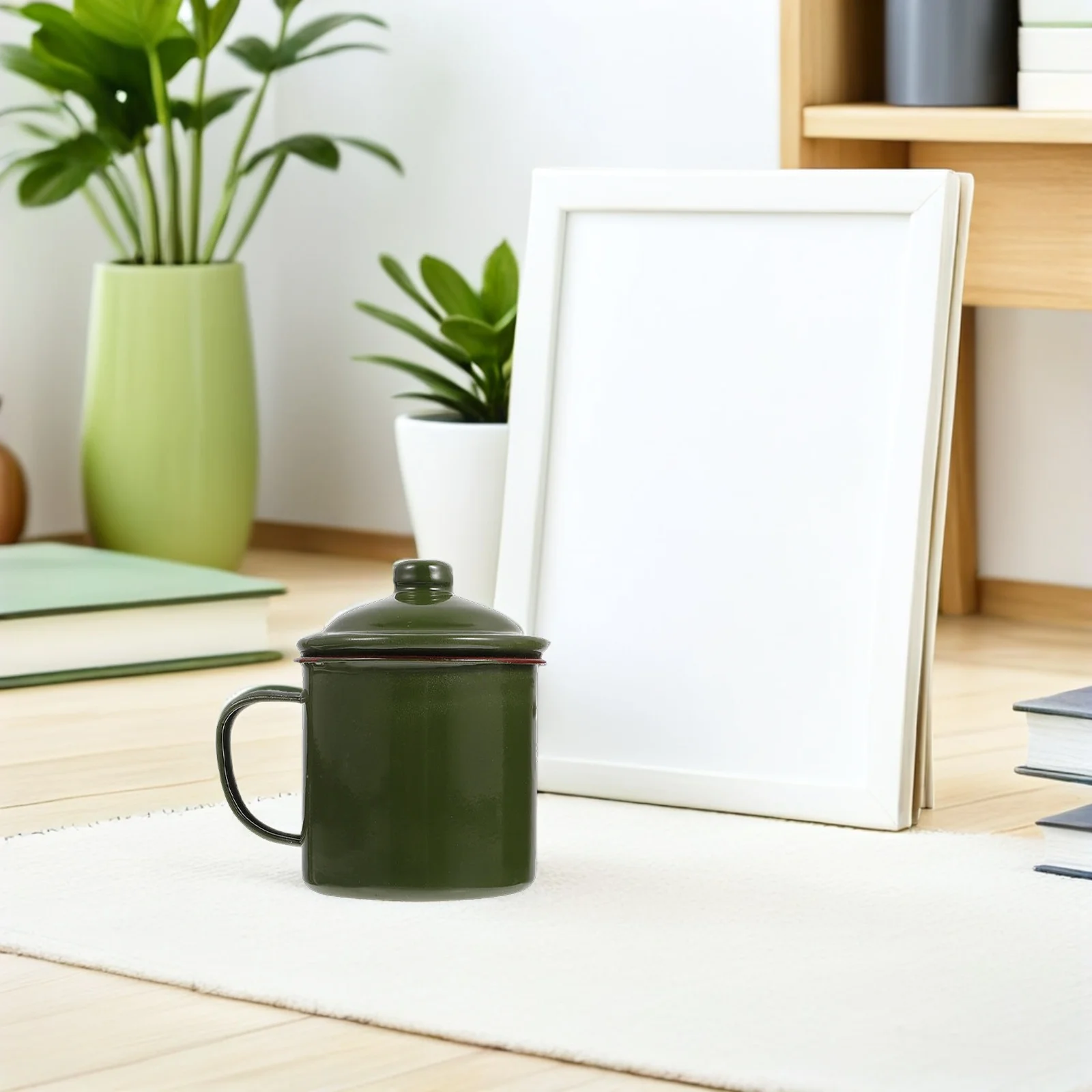 

2Pcs Enamel Cups Exquisite Details Anti-Slip Handle Multi-Purpose for Hot Cold Drinks Home Office Camping