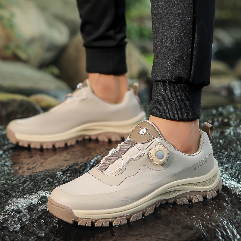 Solid Color Four Seasons Shoe Men's Waterproof Outdoor Walking Shoes Lightweight Comfortable Non Slip Sole Sports Hiking Big 47