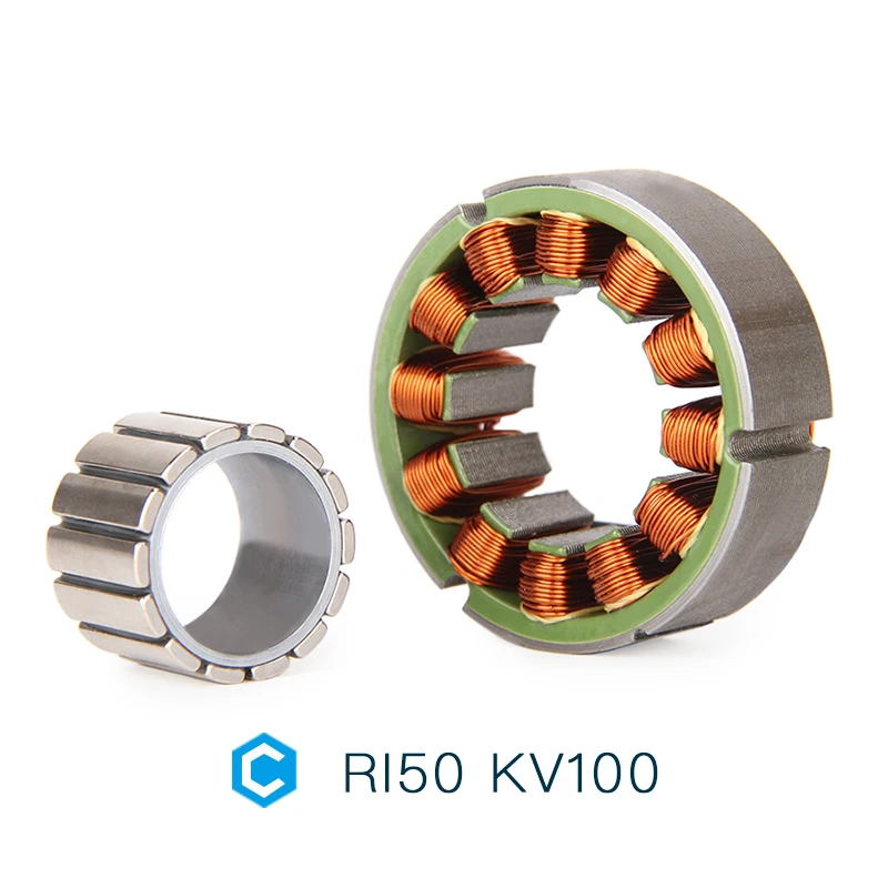 RI50 KV100 high slot fill factor frameless DC motor is applied to exoskeleton, collaborative robotic arm with structural designs