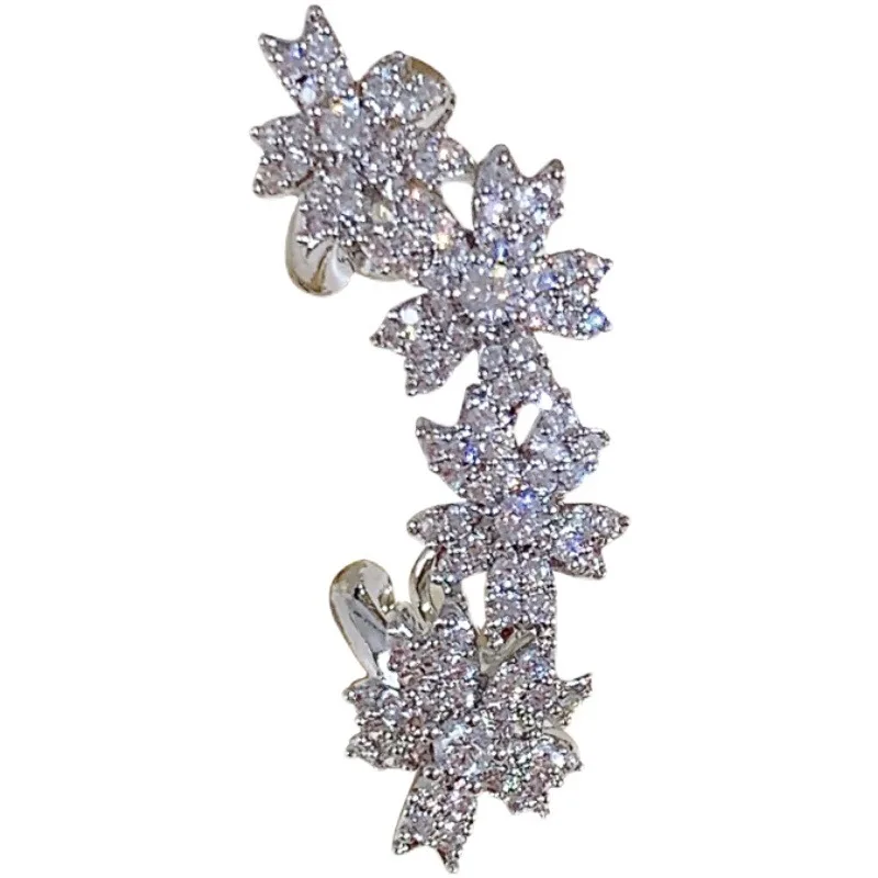 

Temperament full of diamonds, flower elf earrings, ear bone clips, women without ear piercings