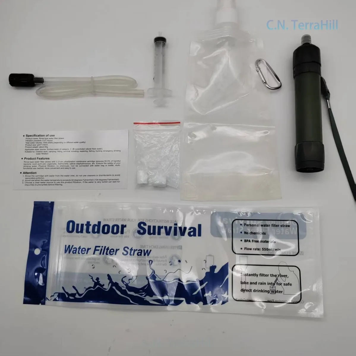 Portable Water Filter Straw for Outdoor Camping Hiking Emergency Direct Drinking Purification Survival Gear