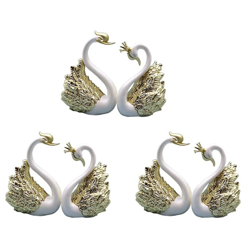 Swan Ornaments Figurines, Decoração Do Bolo, Figurines Do Carro, Decoração Home, Casamento, Natal, A, 6 Pcs