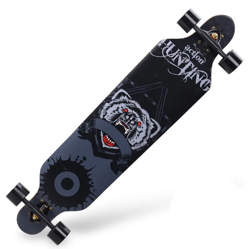 Longboard en alliage d'érable pour débutant, 104cm, skateboard, skateboard, sport, camion, freins, roulement en acier