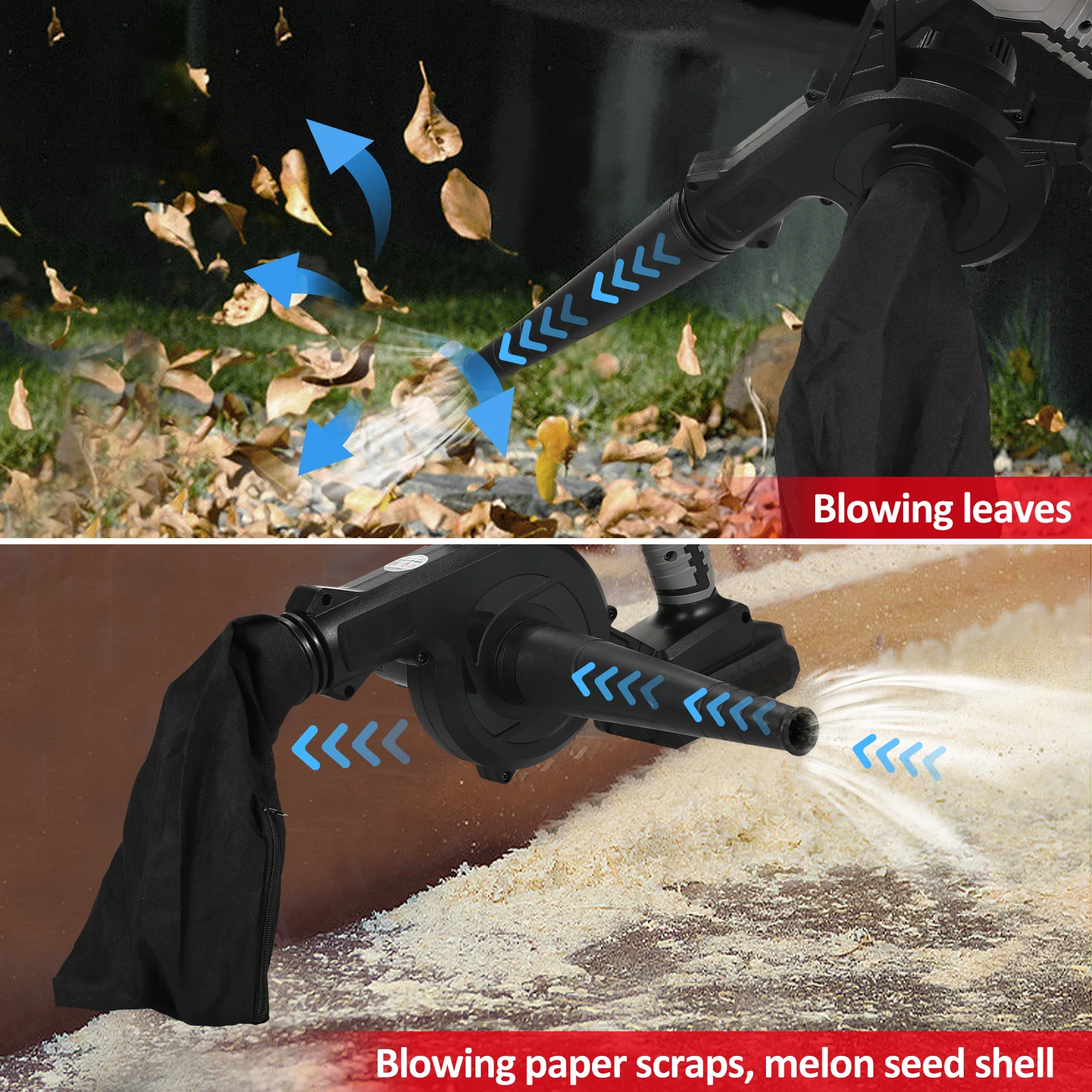 Aspirateur et souffleur 2 en 1 avec interrupteur de commande de vitesse MF ite, batterie légère, 62 souffleurs de cuir chevelu, 21V