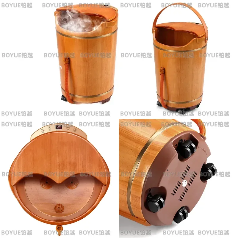 Electric Foot Spa Massager Over Knee Deep Wooden Bucket Automatic Heating Constant Temperature Calf Soak Basin Home