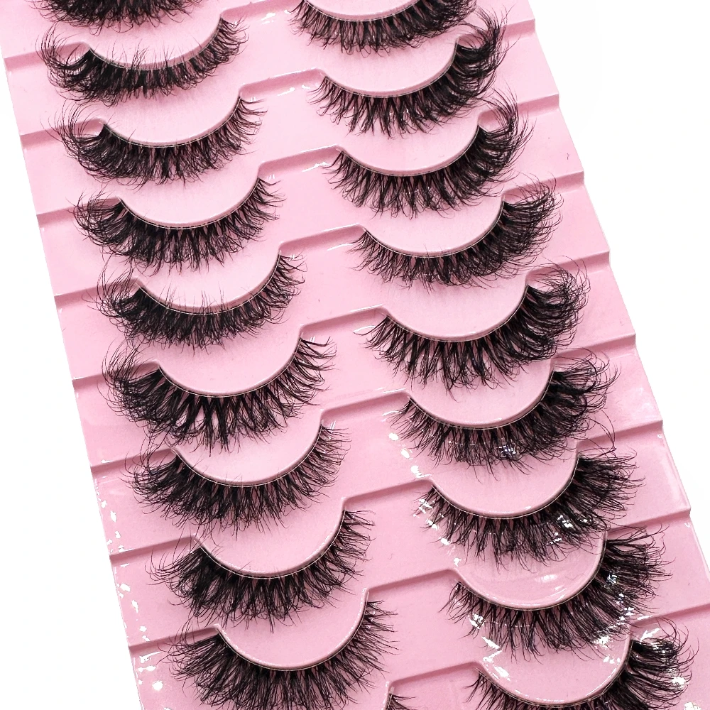 10Pairs Clear Band 3D Mink Fake Eyelashes Invisible Band Natural Wispy False Eyelashes Full Strip cilios Reusable Cat Eye Lashes