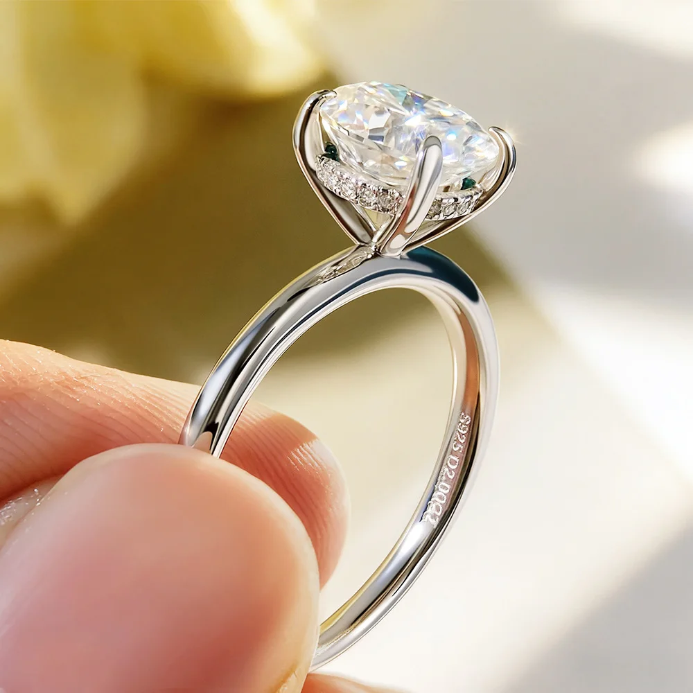 TBCYD Oval Cut 2CT Moissanite Ring For Women Men 925 Sterling Silver GRA Engagement Sparkling Couple Ring Wedding Band
