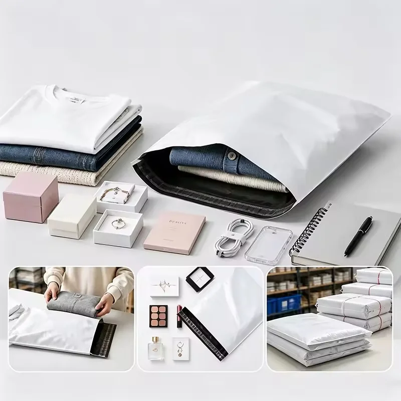 50Pcs Envelope Bag Plastic Express Envelope Storage Bag Gray White Mailing Bag Self Adhesive Sealed Packaging Pouch Express Bag