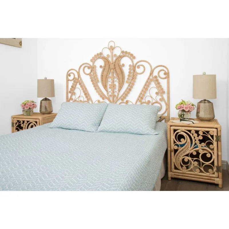Rattan Peacock Nightstand Right-Opening Door Natural Medium, Customized