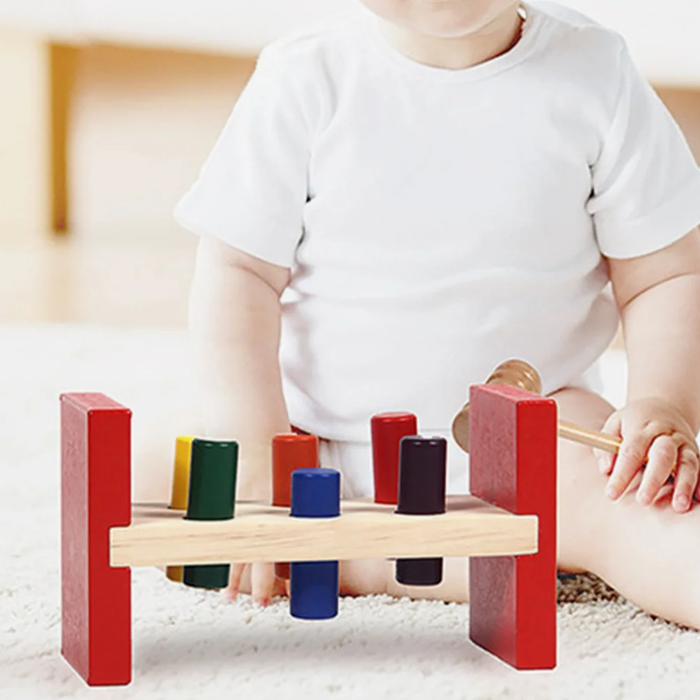 1 Juego de martillo de madera para niños pequeños, juego de golpear con reconocimiento de Color, actividad de aprendizaje temprano, martillo para niños, desarrollo cognitivo