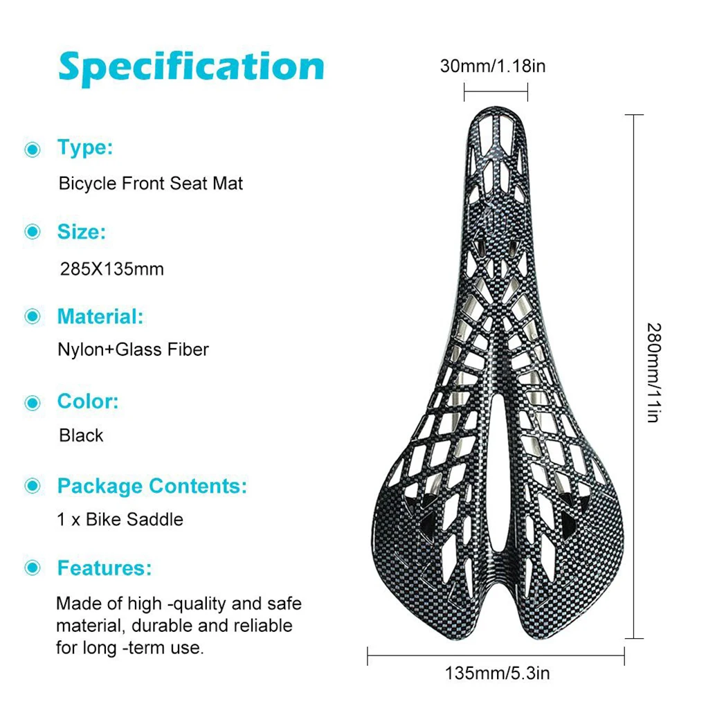 Mountain Road Seat Saddle Carbon Fiber Racing Bike Riding Hollow Saddle Seats Bike Cycling Parts MTB Cycling Equipment