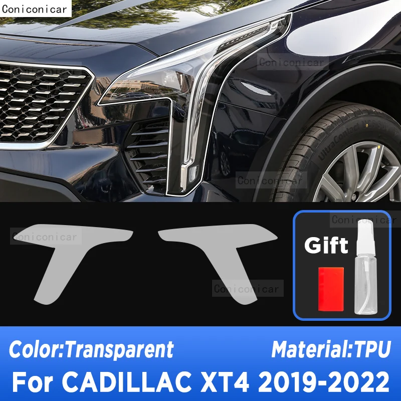 Protección de faros de coche, película protectora transparente antiarañazos, pegatinas de TPU para accesorios CADILLAC XT4 2019-2022