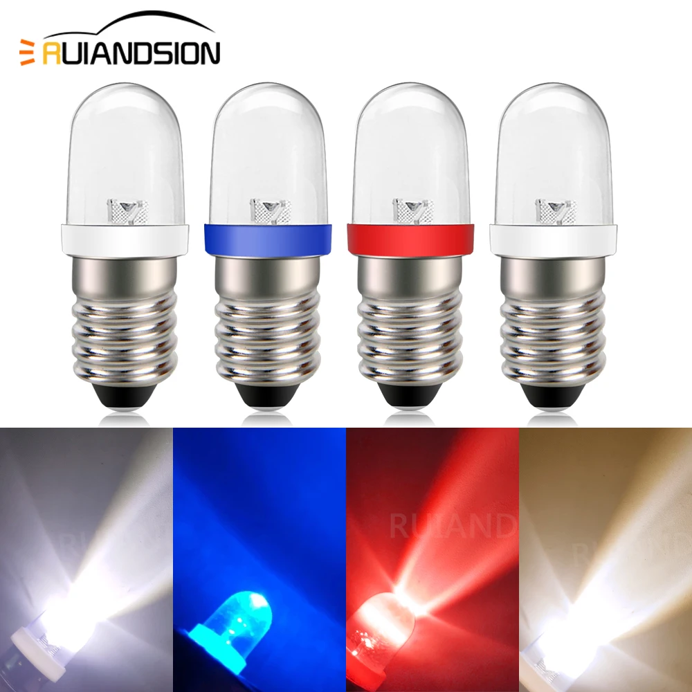 Ruiandsion 2pcs E10 AC220V LED Bulb 1W For Christmas String Lights Vintage Lamp Decoration Commercial Indicator Lighting White