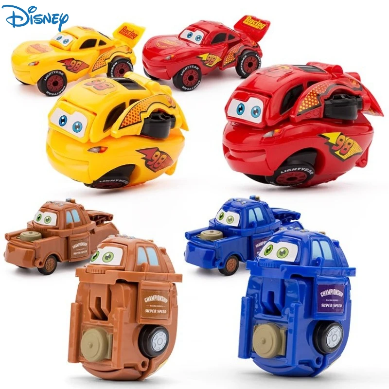 4pcs Anime Disney ToyStory Ars Action Figure Transforming Car Lightning Mcqueen Children Racing Car Model Toys Deformed Egg Gift