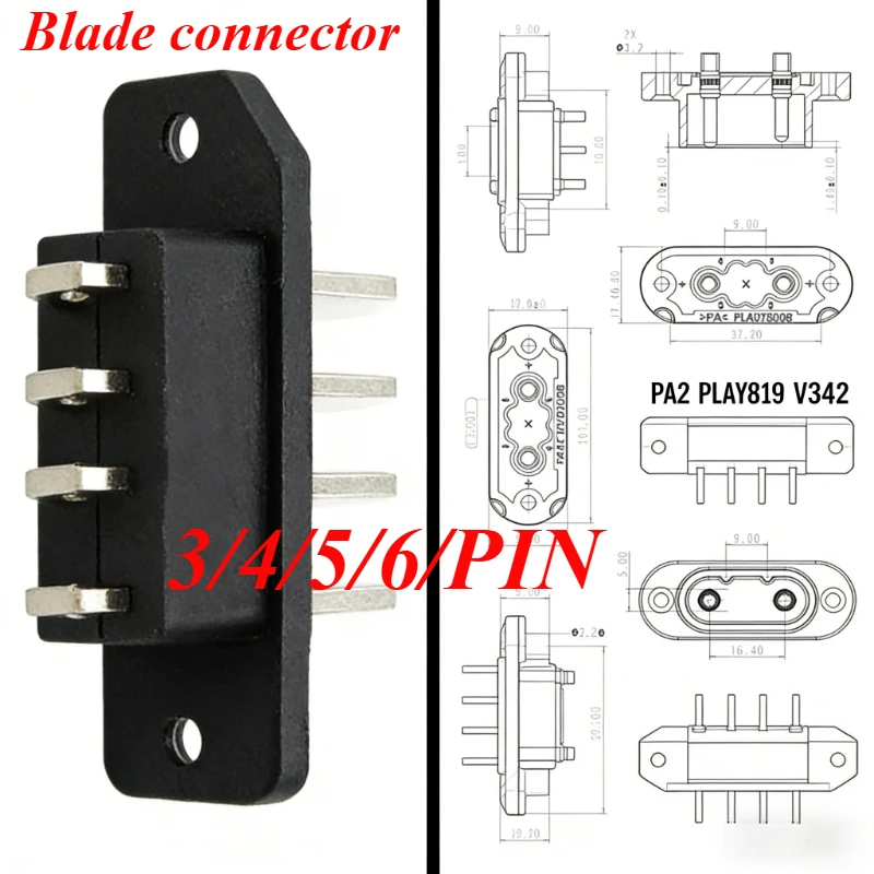 New Energy Charging 3 4 5 Pin Vertical Plug High-current Lithium Battery Connector  Male/female Socket Skateboard-style