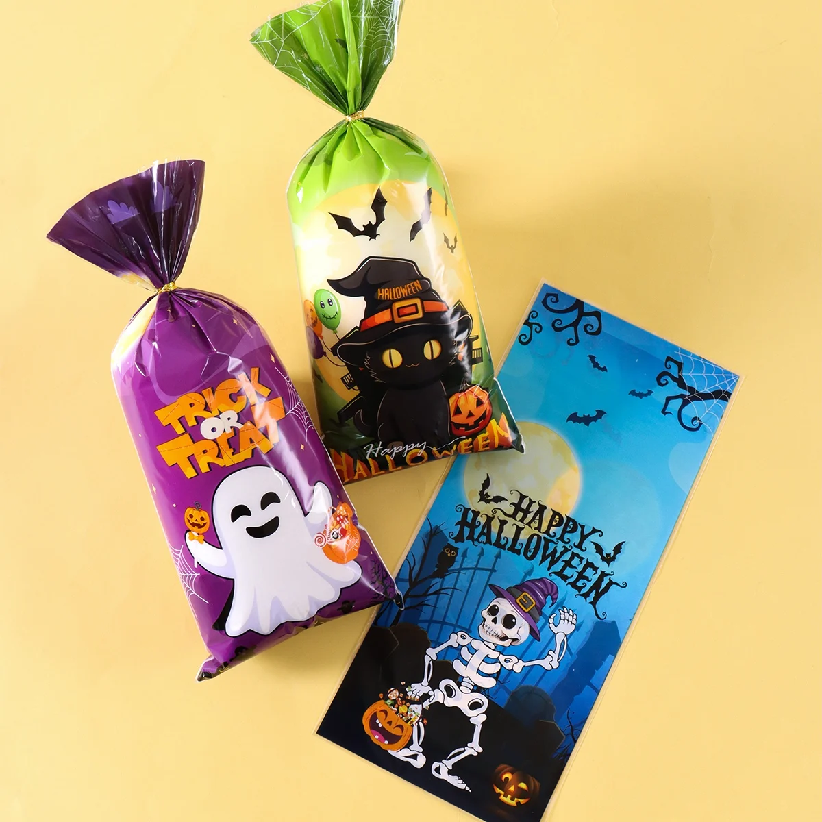 25/50/100 Stück Halloween-Kekse, Süßigkeitenbeutel, Süßes oder Saures, Geister-Kürbis-Snack-Geschenke, Verpackungsbeutel für 2025, Halloween-Party-Dekoration – Detail 2