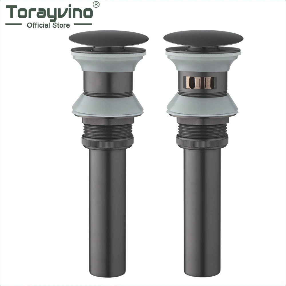 Torayvino Gun Gray Pop Up Sink Drain Stopper Bathroom Basin Drains Assembly Without Overflow Leak Proof for Vanity Sink