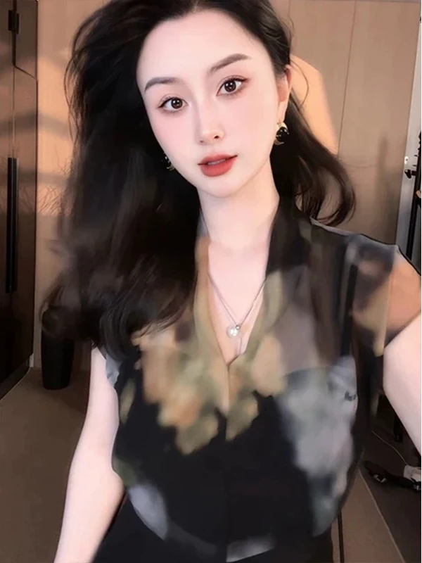 Ele Simple Color de lujo Top de mujer Batwing Sve V-Ne gasa irt novedad de verano llegada versátil Faionable