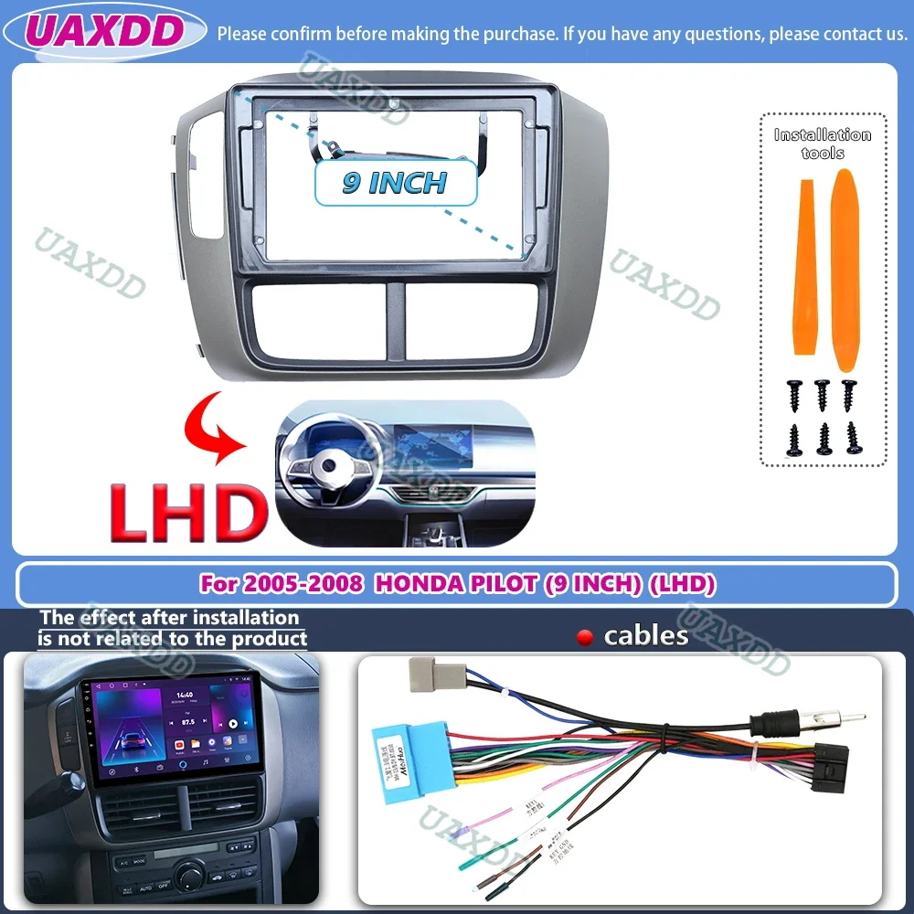 UAXDD 2 Din Car Interior radio stereo telaio Android Per 2016-2019 PER Honda Pilot 9 POLLICI pannello Centro fasciale cavo video cablaggio