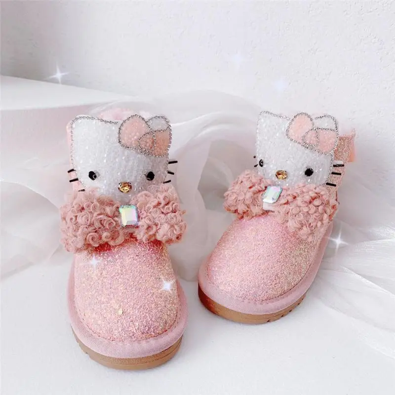 Sanrio Hello Kitty Snows Boots dziecięce figurki Anime Kt wygodne słodkie zimowe ciepłe bawełniane buty Kawaii Cartoon New Style