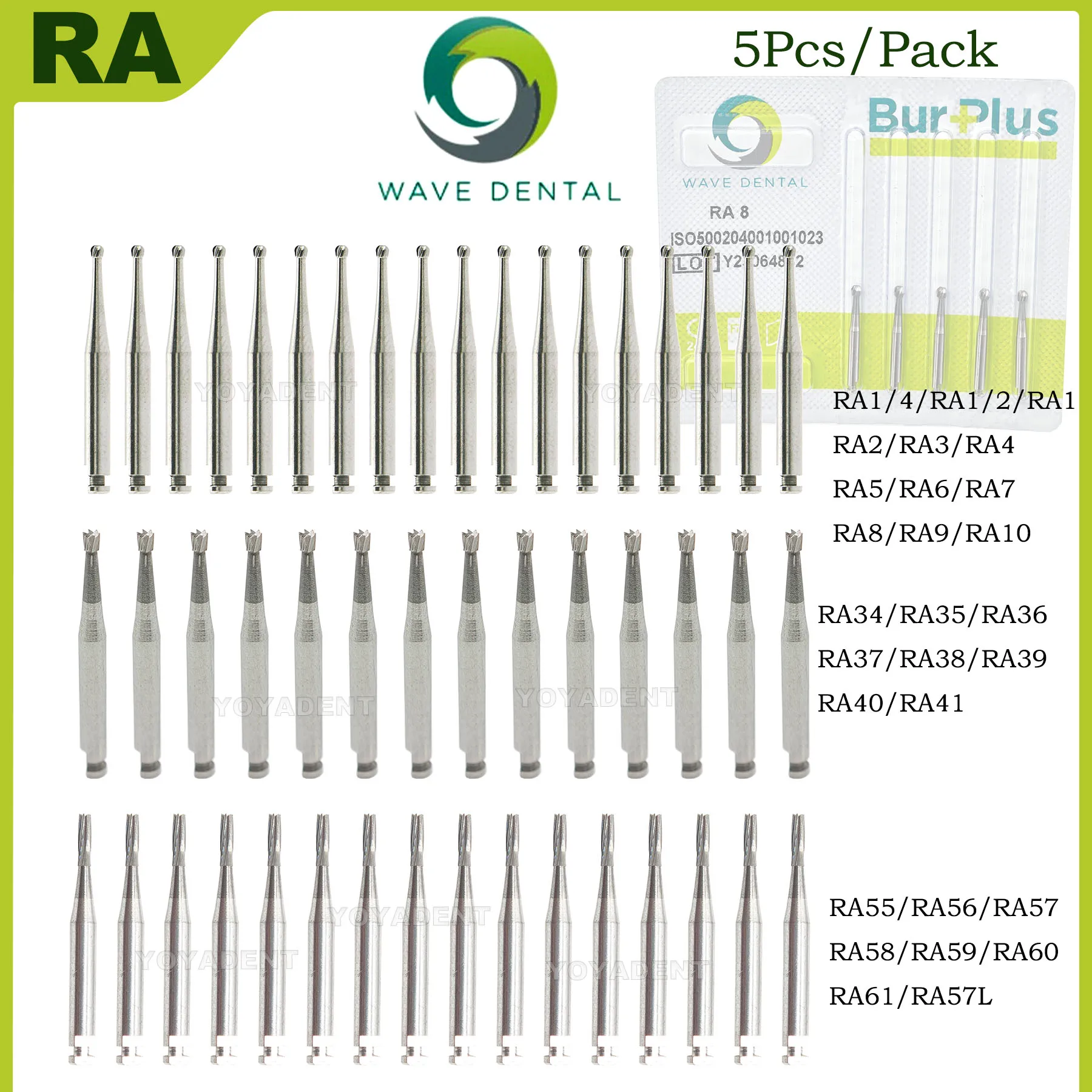 

WAVE Dental Tungsten Carbide Burs Dentistry Drills RA Low Speed Handpiece Bur 2.35mm Dental Tools 5Pcs/Pack