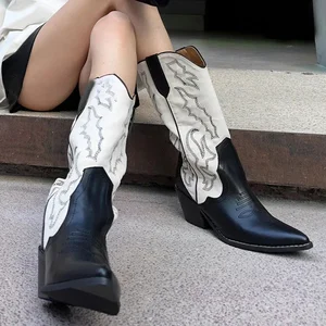 Autumn designer Gladiator Woman Knee Botos High Fashion Embroidery Thick High Heel Shoes Outdoors Long Boots 10 Main Sales Heel Needle - №7