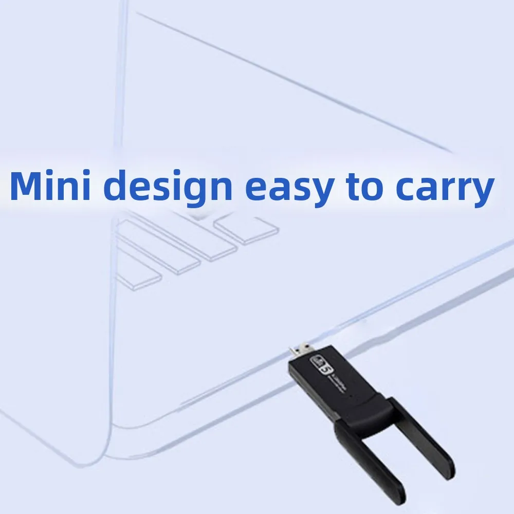 Dual Band WiFi USB Adapter 2 Antenna Design USB3.0 Interface 1300Mbps WiFi Dongle Driver Free Receiver Wireless Network Card