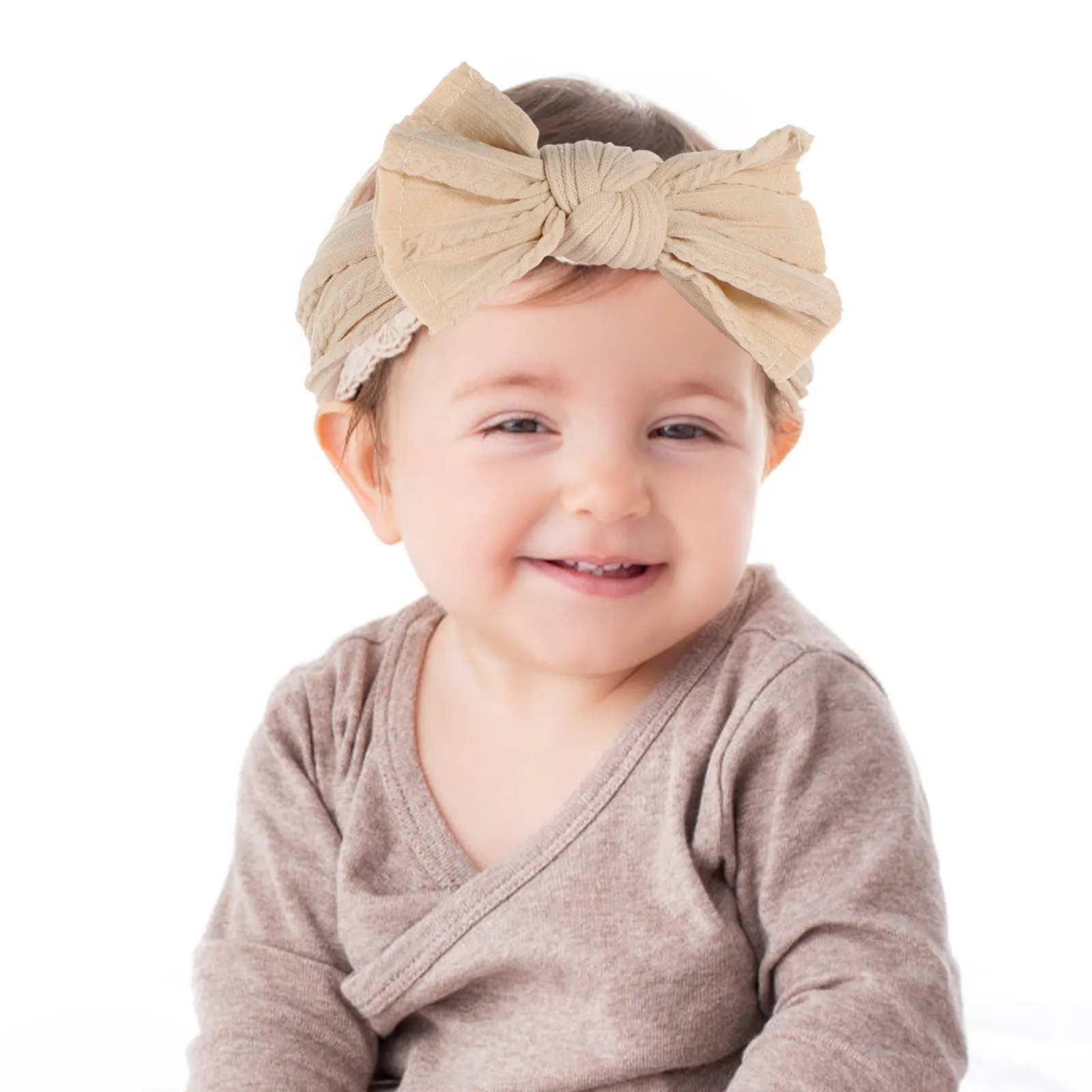 

3Pcs Baby Girl Headbands Nylon Comfortable Elastic Bow Headband Set Toddler Newborn Hair Accessories for Photo Shoots Parties