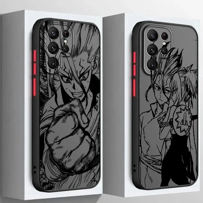 

Cool D-Dr Stone Anime Frosted Translucent For Samsung A53 A52 A33 A32 A51 A71 A21S A13 A73 A50 A22 A12 5G Back Phone Case