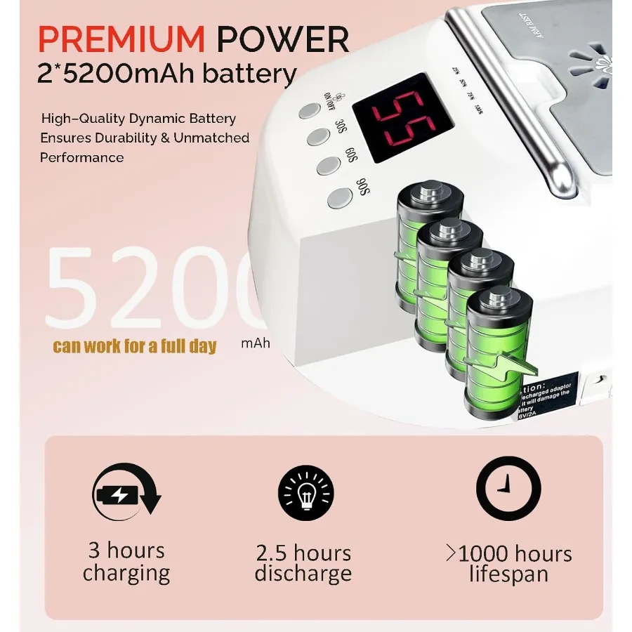 Bezprzewodowa lampa UV LED do paznokci, profesjonalna lampa UV do paznokci żelowych, suszarka do paznokci do żelu akrylowego, lampa do podkręcania do salonu kosmetycznego, biała